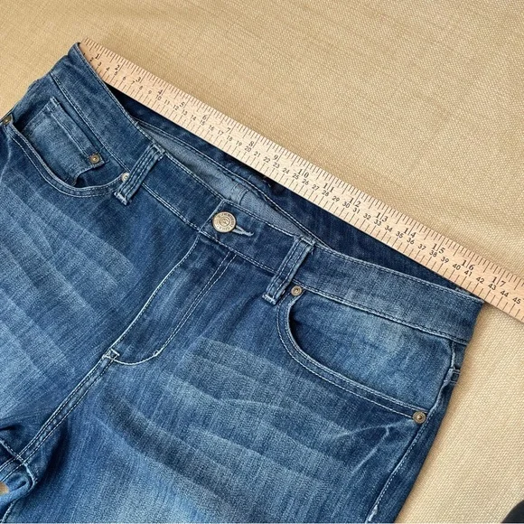 Seven Medium Blue Med Rise Whiskered Flared Jeans - Picture 12 of 16